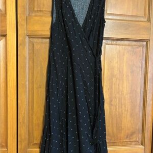 Universal Thread Black Wrap  Dress with Tiny Blue Motif